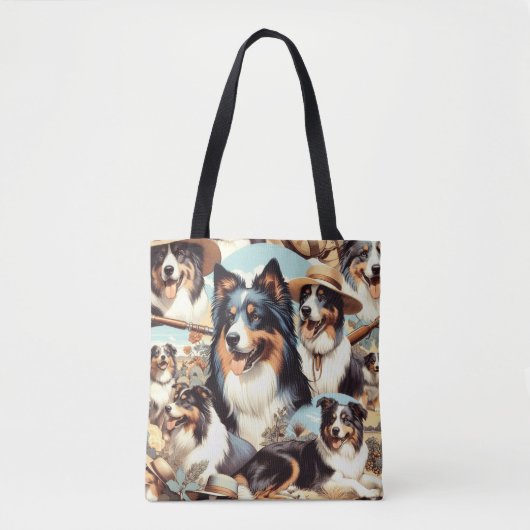 Retro Australische Herder Naadloze Schilderij Tote Bag (Voorkant)