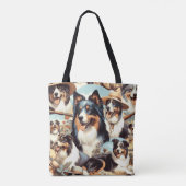 Retro Australische Herder Naadloze Schilderij Tote Bag (Achterkant)