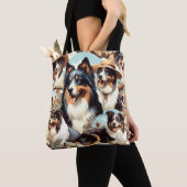 Retro Australische Herder Naadloze Schilderij Tote Bag (Dichtbij)
