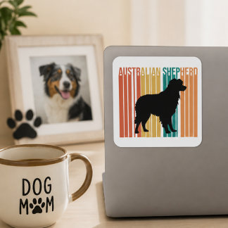 Retro Australische Herdershond Silhouet  Vierkante Sticker