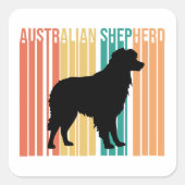 Retro Australische Herdershond Silhouet  Vierkante Sticker (Voorkant)