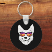 Retro Australische Rundvee Hond Zonnebril Sleutelhanger (Voorkant)