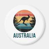 Retro Australische Sunset Dierenspringen Kangoeroe Magneet (Voorkant)