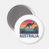 Retro Australische Sunset Dierenspringen Kangoeroe Magneet (Voorkant / Achterkant)