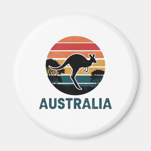 Retro Australische Sunset Dierenspringen Kangoeroe Magneet (Voorkant)