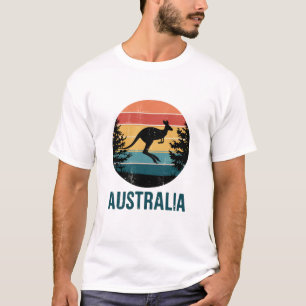 Retro Australische Sunset Dierenspringen Kangoeroe T-shirt