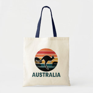 Retro Australische Sunset Dierenspringen Kangoeroe Tote Bag