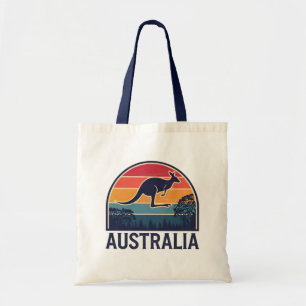 Retro Australische Sunset Dierenspringen Kangoeroe Tote Bag