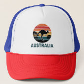 Retro Australische Sunset Dierenspringen Kangoeroe Trucker Pet (Voorkant)
