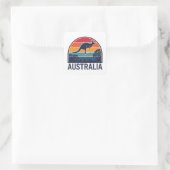 Retro Australische Sunset Dierenspringen Kangoeroe Vierkante Sticker (Tas)