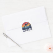 Retro Australische Sunset Dierenspringen Kangoeroe Vierkante Sticker (Envelop)