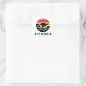Retro Australische Sunset Dierenspringen Kangoeroe Vierkante Sticker (Tas)
