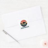 Retro Australische Sunset Dierenspringen Kangoeroe Vierkante Sticker (Envelop)