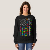 Retro Autism Awareness US Flag Moeder Support Aut Trui (Voorkant volledig)