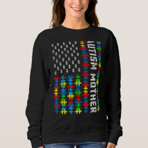 Retro Autism Awareness US Flag Moeder Support Aut Trui
