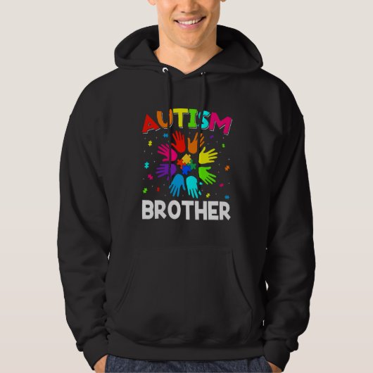 Retro Autism Awareness Usa Flag Brother Support Au Hoodie (Voorkant)