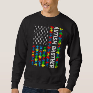 Retro Autism Awareness Usa Flag Brother Support Au Trui