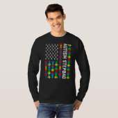 Retro Autism Awareness USA Flag Stepdad Support T-shirt (Voorkant volledig)