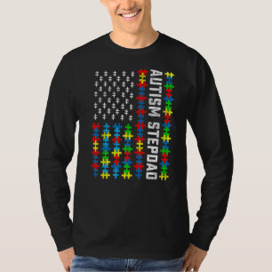 Retro Autism Awareness USA Flag Stepdad Support T-shirt