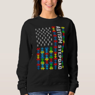 Retro Autism Awareness USA Flag Stepdad Support Trui