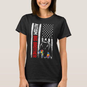 Retro Autism Big Brother Beer Amerikaanse vlag Awa T-shirt