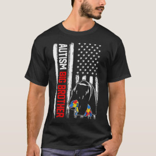 Retro Autism Big Brother Beer Amerikaanse vlag Awa T-shirt