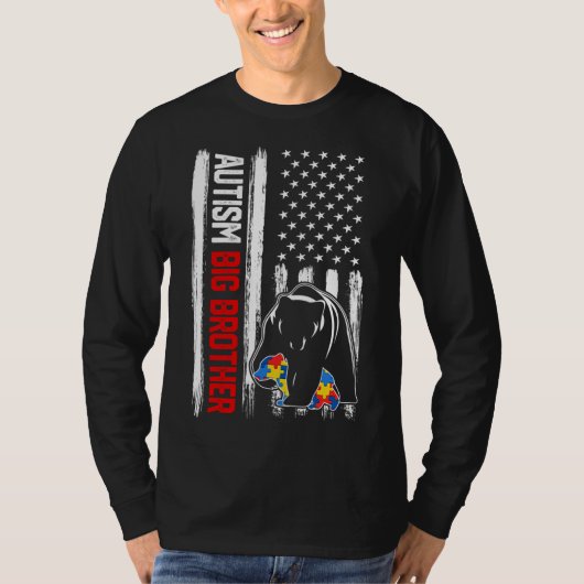 Retro Autism Big Brother Beer Amerikaanse vlag Awa T-shirt (Voorkant)