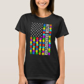 Retro Autism Grandmoeder American Flag Love Autism T-shirt (Voorkant)