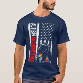 Retro Autism Grandmoeder Beer American Flag Awaren T-shirt