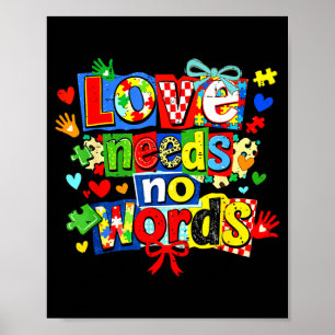 Retro autisme bewustzijn maand puzzel schattig lie poster