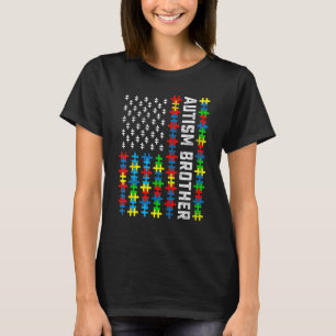 Retro Autisme Bewustzijn Usa Vlag Broer Steun Au T-shirt