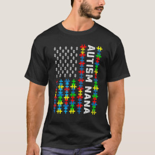 Retro Autisme Bewustzijn Usa Vlag Nana Steun Autis T-shirt