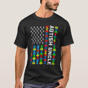 Retro Autisme Bewustzijn Usa Vlag Oom Steun Auti T-shirt