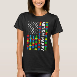 Retro Autisme Bewustzijn Usa Vlag Pappy Steun Auti T-shirt
