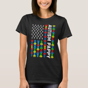 Retro Autisme Bewustzijn Usa Vlag Pappy Steun Auti T-shirt