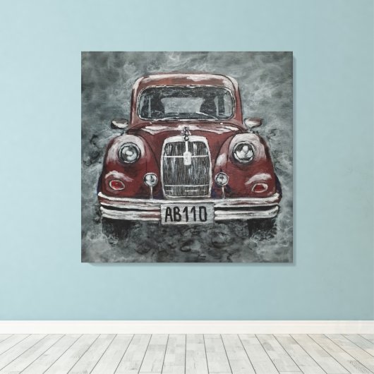 retro, auto, auto, canvas afdruk (Insitu (Houten vloer))