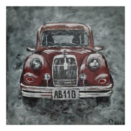 retro, auto, auto, foto afdruk