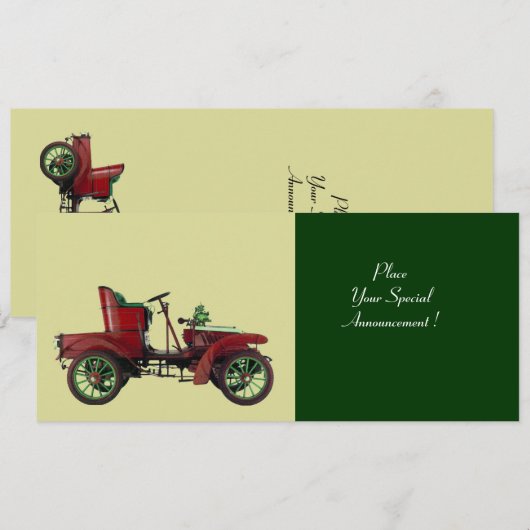 RETRO AUTO, AUTO RESTAURATIE, groen Aankondiging (Voorkant / Achterkant)