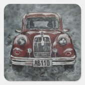 retro, auto, auto, vierkante sticker (Voorkant)