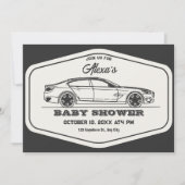  retro auto baby shower kaart (Voorkant)