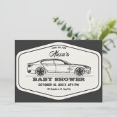  retro auto baby shower kaart (Staand voorkant)