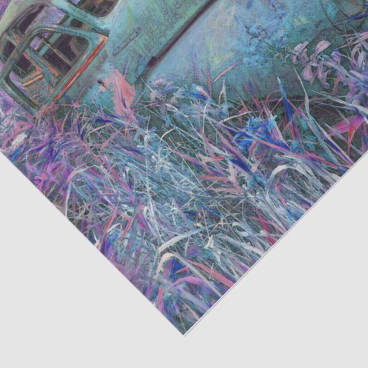 Retro-auto Blauwgroen blauw, oude kunst Tissuepapier (Detail)