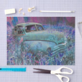 Retro-auto Blauwgroen blauw, oude kunst Tissuepapier (Craft)