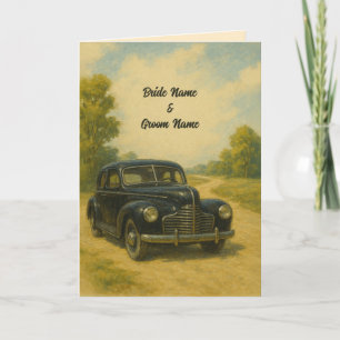 Retro auto bruiloft uitnodiging