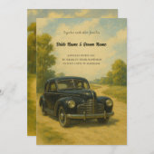 Retro auto bruiloft uitnodiging (Voorkant / Achterkant)