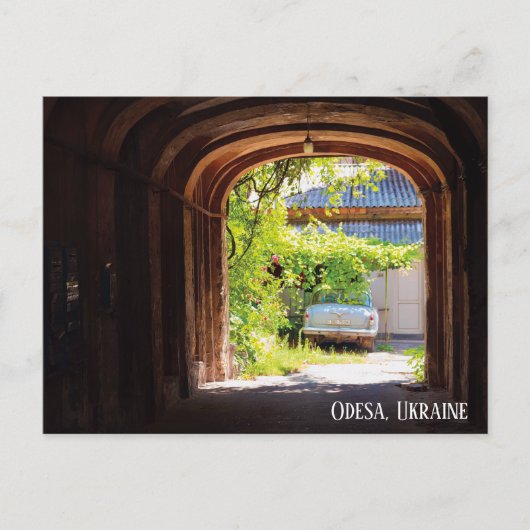 Retro auto en brievenbussen Odesa Ukraine Briefkaa Briefkaart (Voorkant)