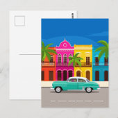 Retro auto en kleurrijke koloniale gebouwen Cuba Briefkaart (Voorkant / Achterkant)
