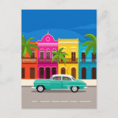 Retro auto en kleurrijke koloniale gebouwen Cuba Briefkaart (Voorkant)