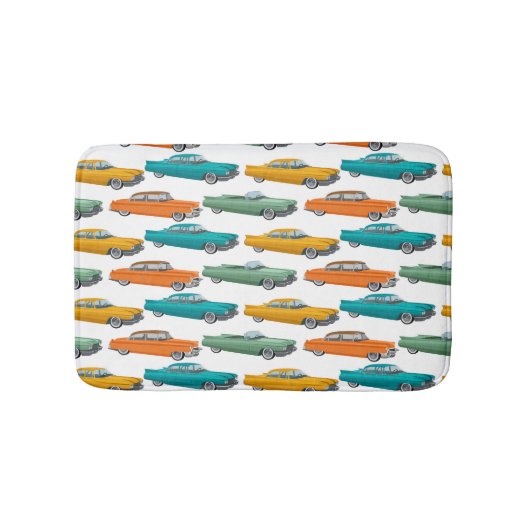 Retro Auto Fifties Stijl Patroon Badmat (Voorkant)