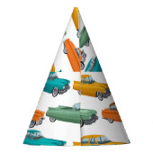 Retro Auto Fifties Stijl Patroon Feesthoedjes (Achterkant)